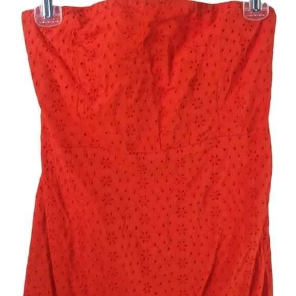Old Navy Coral/Orange Cotton Eyelet Strapless Dress - Picture 4 of 7